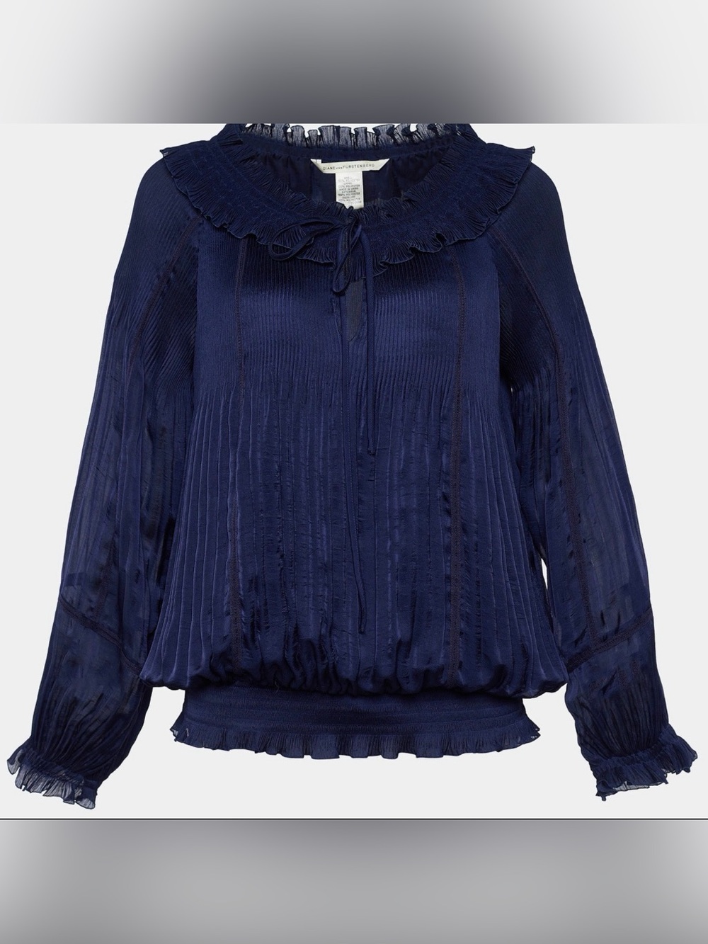 Diane von Furstenberg Blue Pleated Blouse size 4